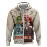 Malcolm X Zip Hoodie Pop Art Portrait Collage Civil Rights Activist Retro Style Design - Wonder Print Shop