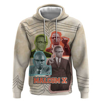 Malcolm X Zip Hoodie Pop Art Portrait Collage Civil Rights Activist Retro Style Design - Wonder Print Shop