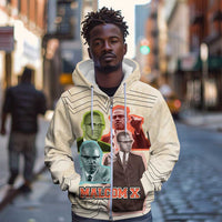 Malcolm X Zip Hoodie Pop Art Portrait Collage Civil Rights Activist Retro Style Design - Wonder Print Shop