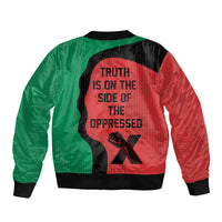 Malcolm X Bomber Jacket Truth Is on the Side of the Oppressed Quote Civil Rights Tribute - Wonder Print Shop