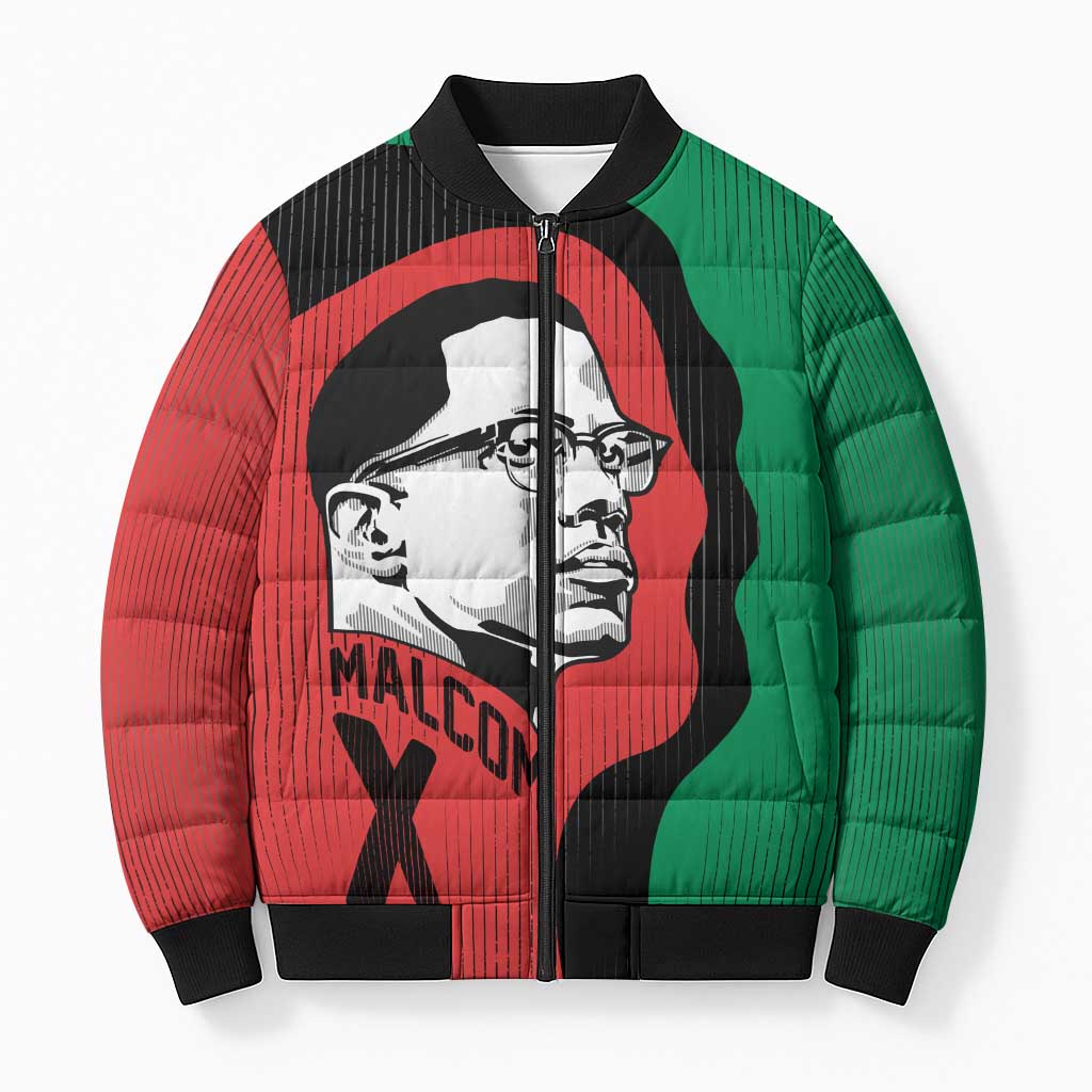 Malcolm X Bomber Puffer Jacket Truth Is on the Side of the Oppressed Quote Civil Rights Tribute - Wonder Print Shop