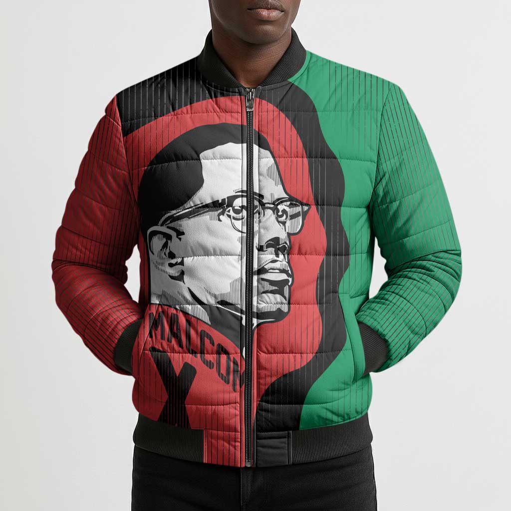 Malcolm X Bomber Puffer Jacket Truth Is on the Side of the Oppressed Quote Civil Rights Tribute - Wonder Print Shop