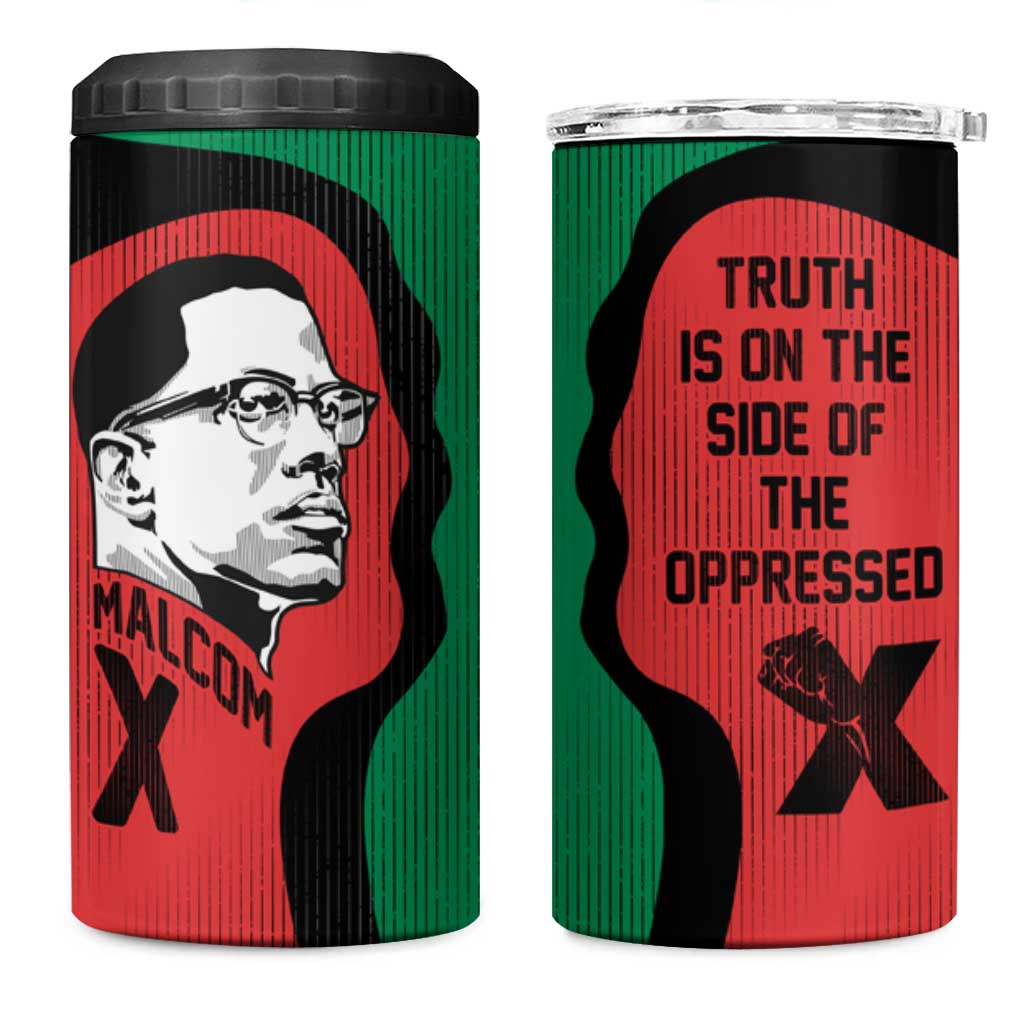 Malcolm X 4 in 1 Can Cooler Tumbler Truth Is on the Side of the Oppressed Quote Civil Rights Tribute - Wonder Print Shop