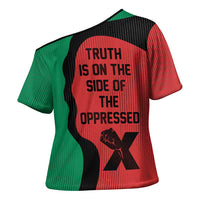 Malcolm X Cross Shoulder Shirt Truth Is on the Side of the Oppressed Quote Civil Rights Tribute - Wonder Print Shop