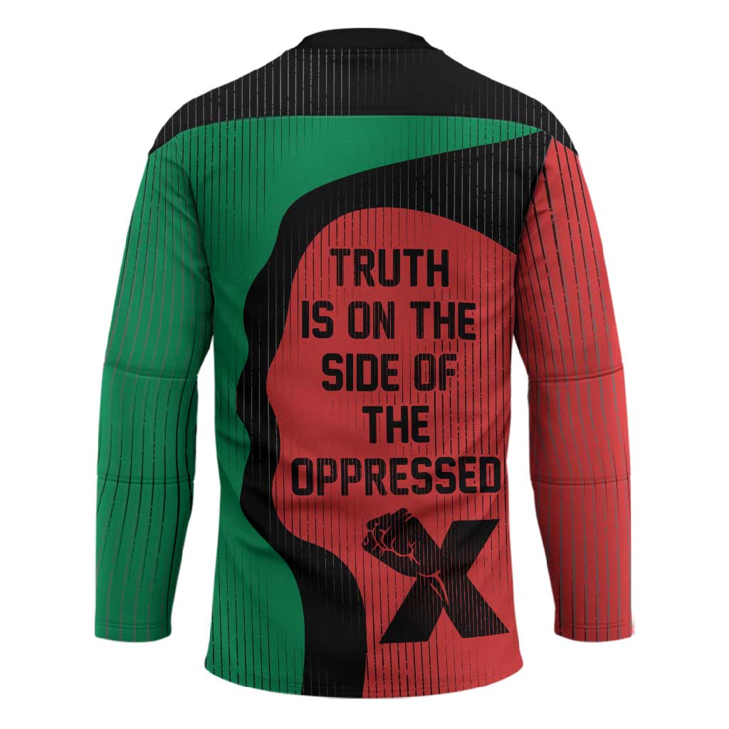 Malcolm X Hockey Jersey Truth Is on the Side of the Oppressed Quote Civil Rights Tribute - Wonder Print Shop