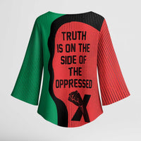 Malcolm X Kimono Sleeve Blouse Truth Is on the Side of the Oppressed Quote Civil Rights Tribute - Wonder Print Shop