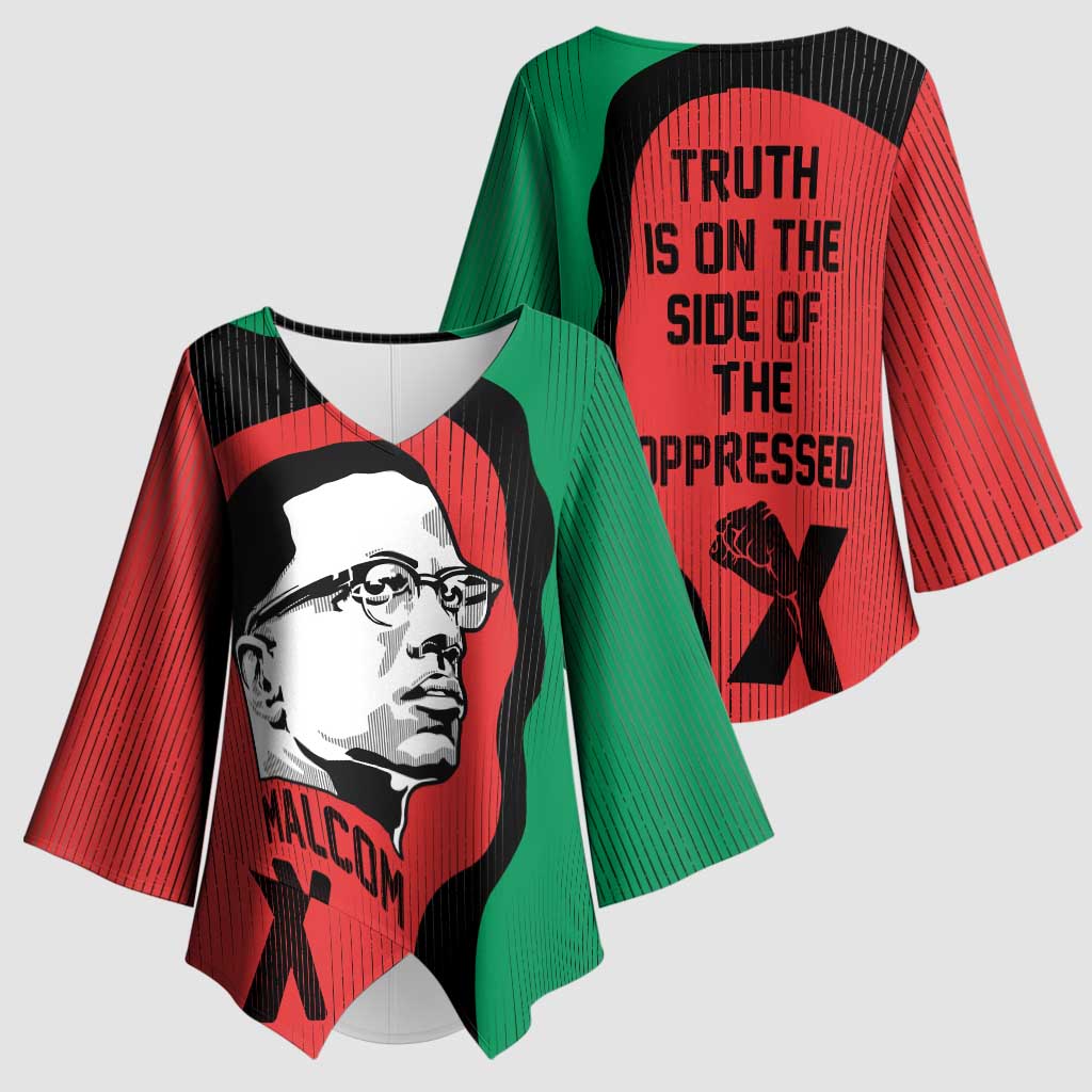 Malcolm X Kimono Sleeve Blouse Truth Is on the Side of the Oppressed Quote Civil Rights Tribute - Wonder Print Shop