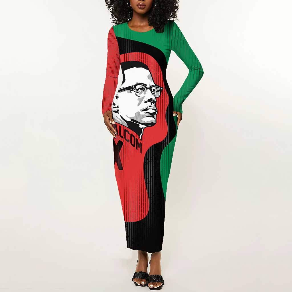 Malcolm X Long Sleeve Bodycon Dress Truth Is on the Side of the Oppressed Quote Civil Rights Tribute - Wonder Print Shop
