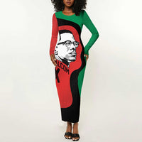 Malcolm X Long Sleeve Bodycon Dress Truth Is on the Side of the Oppressed Quote Civil Rights Tribute - Wonder Print Shop