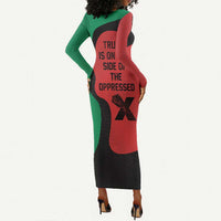 Malcolm X Long Sleeve Bodycon Dress Truth Is on the Side of the Oppressed Quote Civil Rights Tribute - Wonder Print Shop