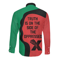 Malcolm X Long Sleeve Button Shirt Truth Is on the Side of the Oppressed Quote Civil Rights Tribute - Wonder Print Shop