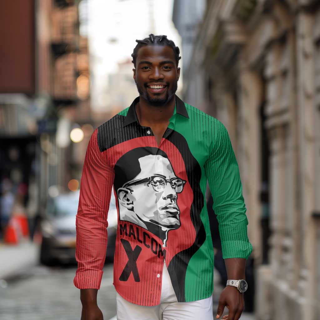 Malcolm X Long Sleeve Button Shirt Truth Is on the Side of the Oppressed Quote Civil Rights Tribute - Wonder Print Shop