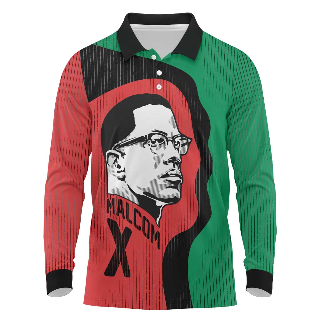 Malcolm X Long Sleeve Polo Shirt Truth Is on the Side of the Oppressed Quote Civil Rights Tribute - Wonder Print Shop