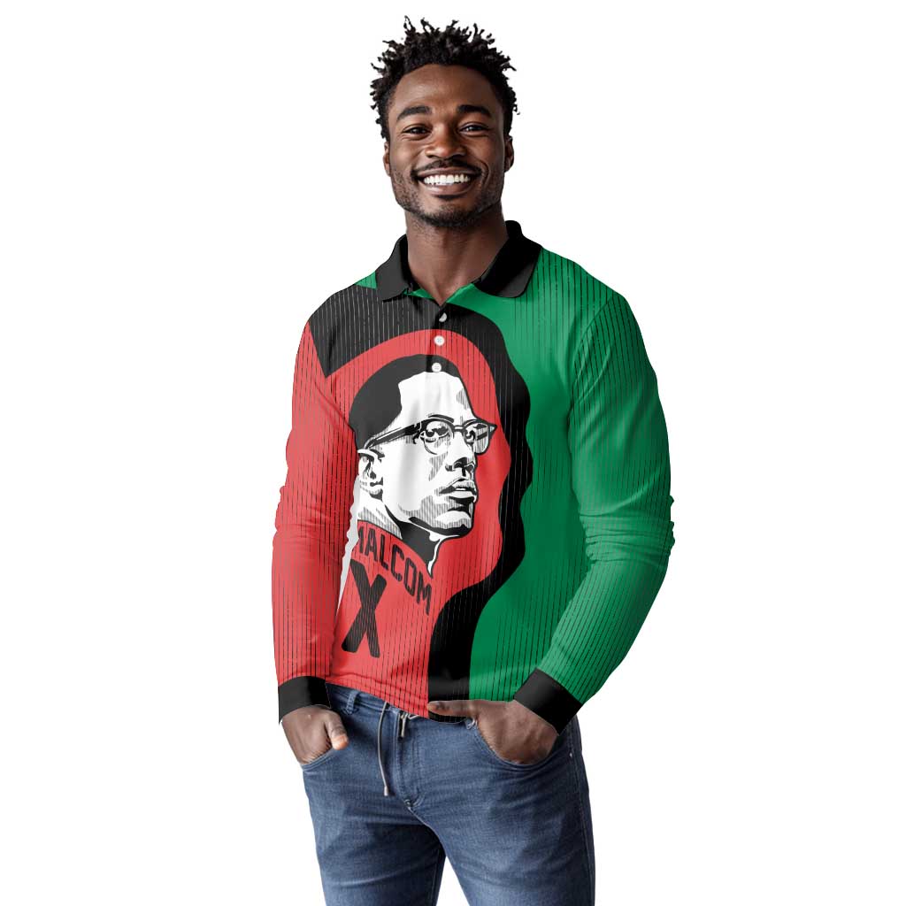 Malcolm X Long Sleeve Polo Shirt Truth Is on the Side of the Oppressed Quote Civil Rights Tribute - Wonder Print Shop
