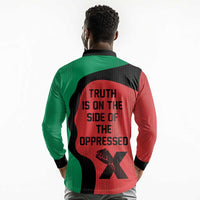 Malcolm X Long Sleeve Polo Shirt Truth Is on the Side of the Oppressed Quote Civil Rights Tribute - Wonder Print Shop