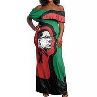 Malcolm X Off Shoulder Maxi Dress Truth Is on the Side of the Oppressed Quote Civil Rights Tribute - Wonder Print Shop
