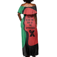 Malcolm X Off Shoulder Maxi Dress Truth Is on the Side of the Oppressed Quote Civil Rights Tribute - Wonder Print Shop