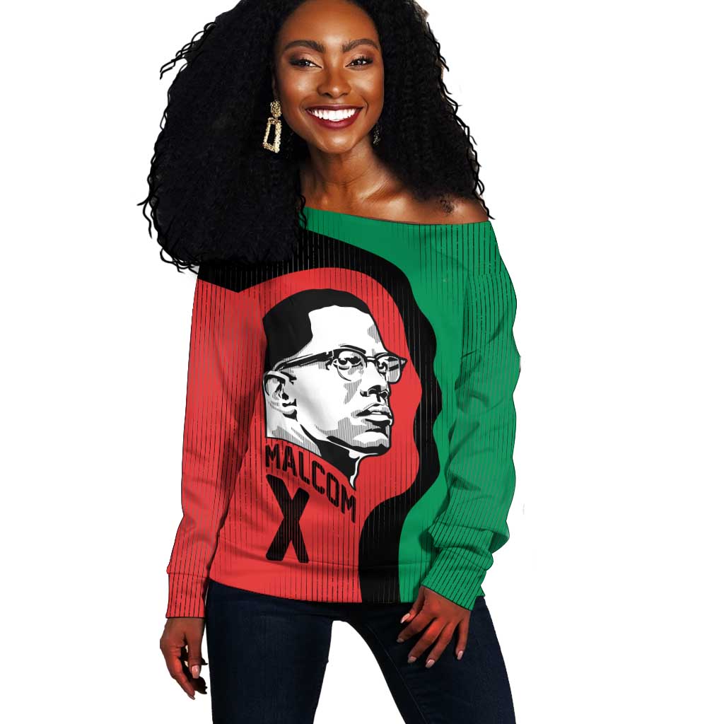 Malcolm X Off Shoulder Sweater Truth Is on the Side of the Oppressed Quote Civil Rights Tribute - Wonder Print Shop