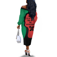 Malcolm X Off The Shoulder Long Sleeve Dress Truth Is on the Side of the Oppressed Quote Civil Rights Tribute - Wonder Print Shop