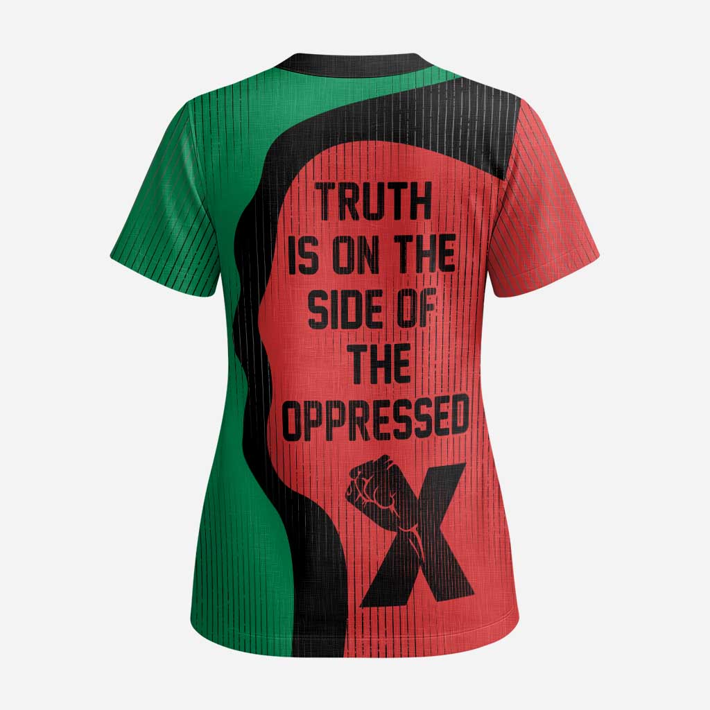Malcolm X Scrub Top Truth Is on the Side of the Oppressed Quote Civil Rights Tribute - Wonder Print Shop