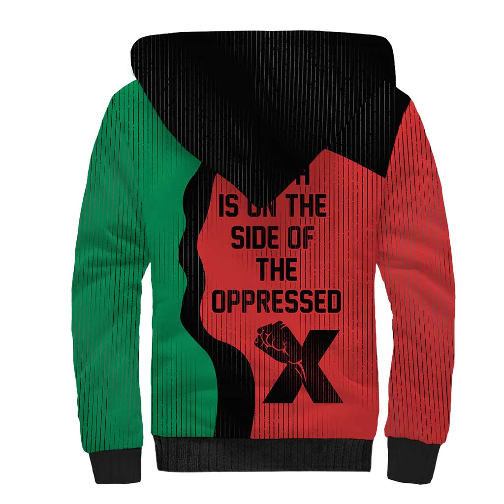 Malcolm X Sherpa Hoodie Truth Is on the Side of the Oppressed Quote Civil Rights Tribute - Wonder Print Shop