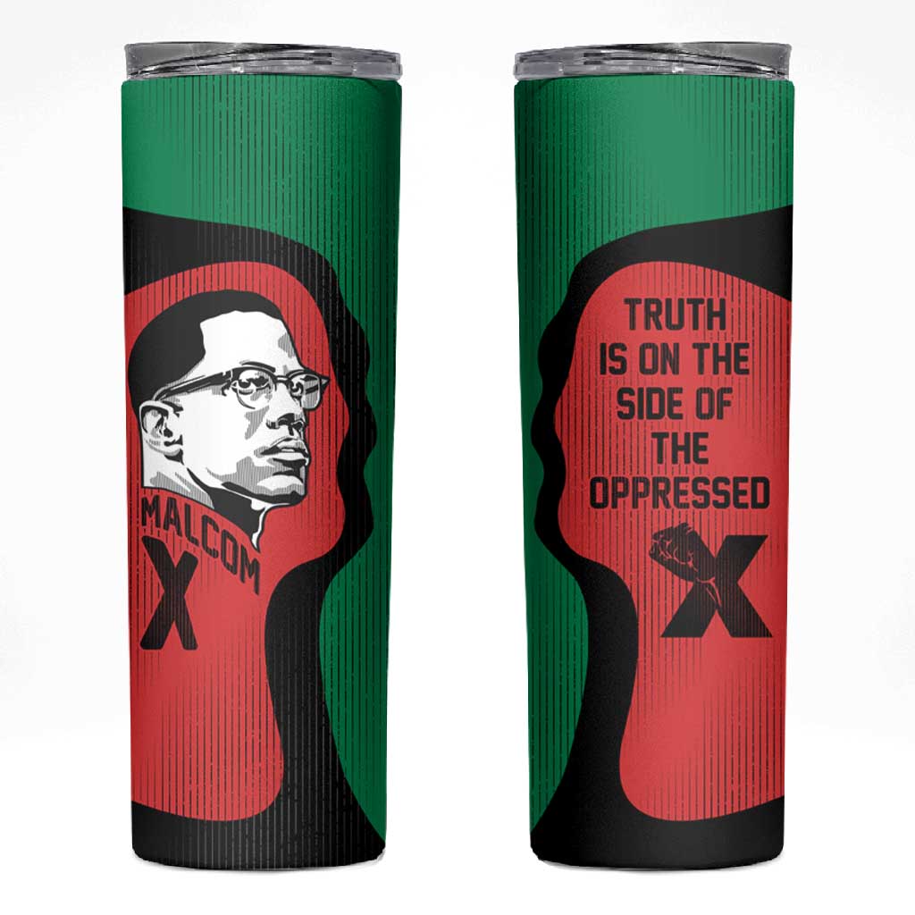 Malcolm X Skinny Tumbler Truth Is on the Side of the Oppressed Quote Civil Rights Tribute - Wonder Print Shop
