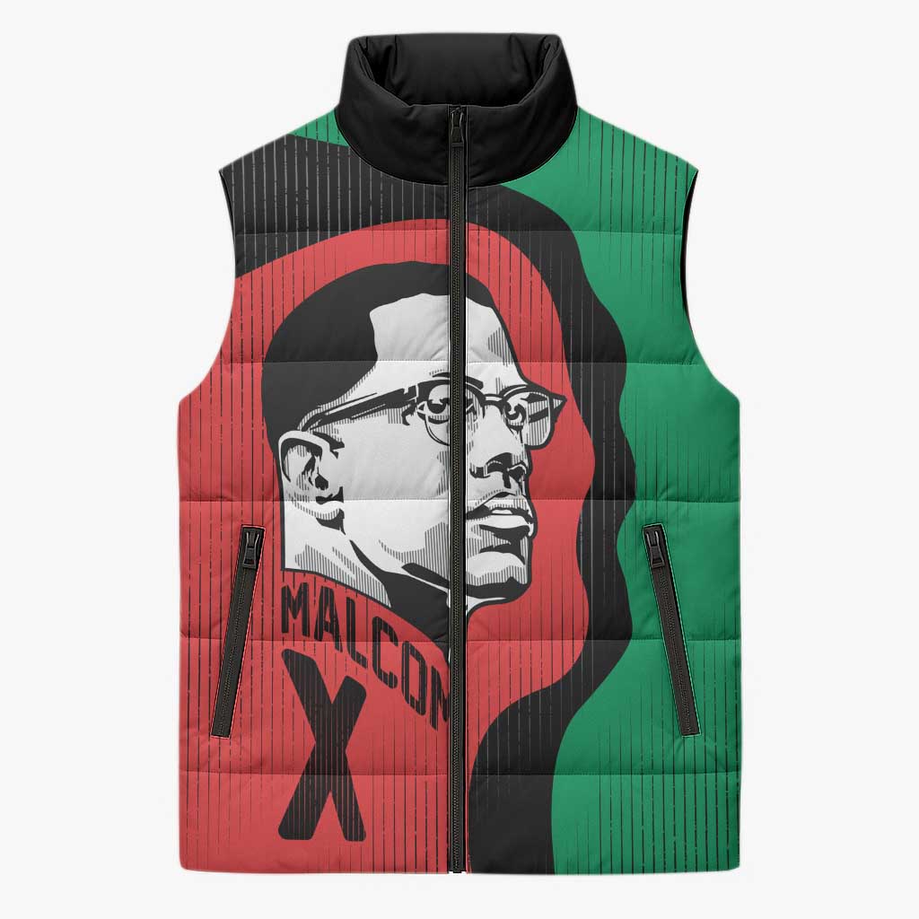 Malcolm X Sleeveless Puffer Jacket Truth Is on the Side of the Oppressed Quote Civil Rights Tribute - Wonder Print Shop