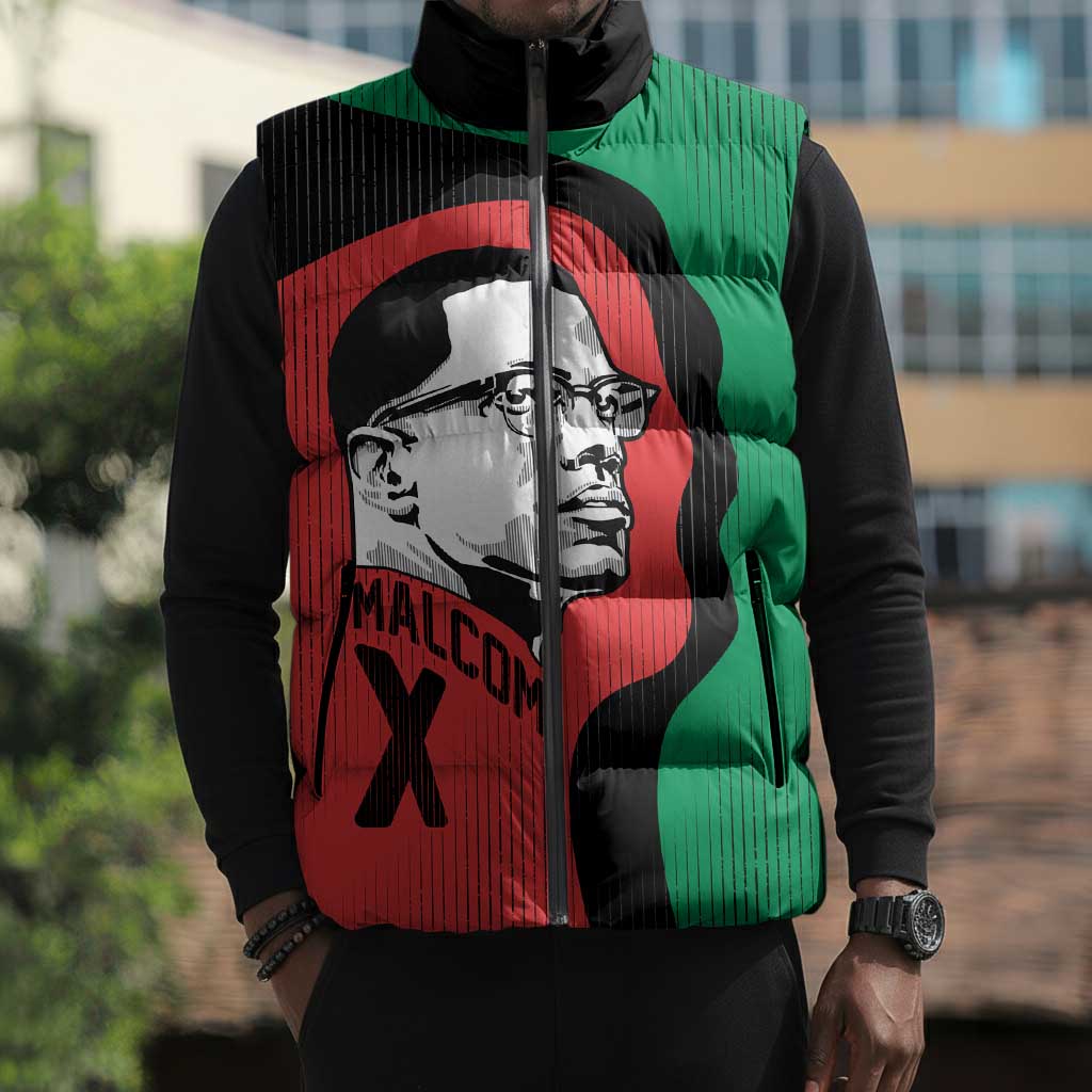 Malcolm X Sleeveless Puffer Jacket Truth Is on the Side of the Oppressed Quote Civil Rights Tribute - Wonder Print Shop