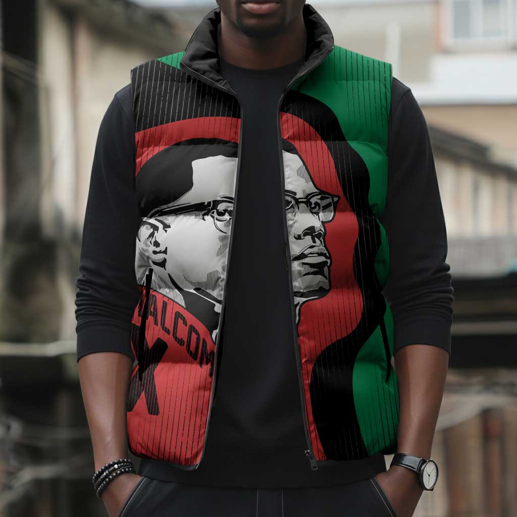 Malcolm X Sleeveless Puffer Jacket Truth Is on the Side of the Oppressed Quote Civil Rights Tribute - Wonder Print Shop