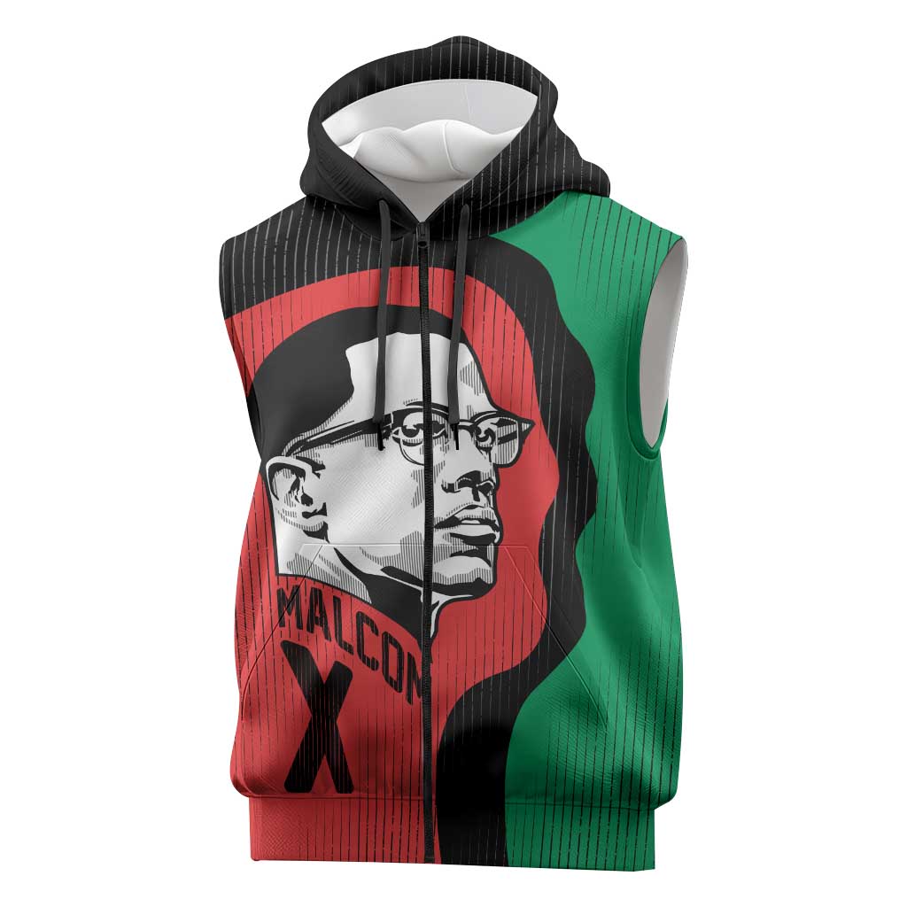 Malcolm X Sleeveless Zip Hoodie Truth Is on the Side of the Oppressed Quote Civil Rights Tribute - Wonder Print Shop