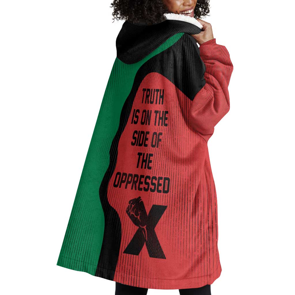 Malcolm X Wearable Blanket Hoodie Truth Is on the Side of the Oppressed Quote Civil Rights Tribute - Wonder Print Shop