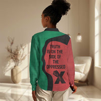 Malcolm X Women Casual Shirt Truth Is on the Side of the Oppressed Quote Civil Rights Tribute - Wonder Print Shop