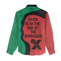 Malcolm X Women Casual Shirt Truth Is on the Side of the Oppressed Quote Civil Rights Tribute - Wonder Print Shop