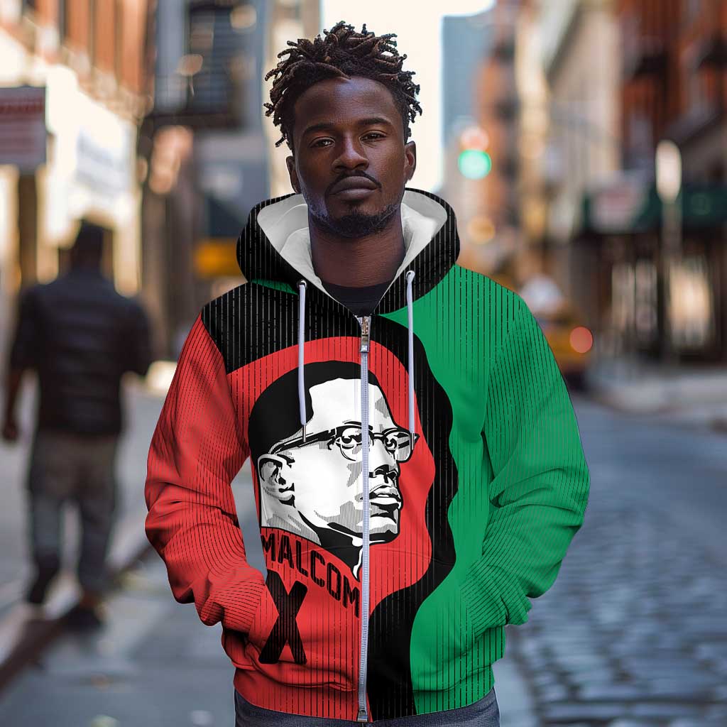 Malcolm X Zip Hoodie Truth Is on the Side of the Oppressed Quote Civil Rights Tribute - Wonder Print Shop