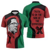 Malcolm X Zipper Polo Shirt Truth Is on the Side of the Oppressed Quote Civil Rights Tribute - Wonder Print Shop