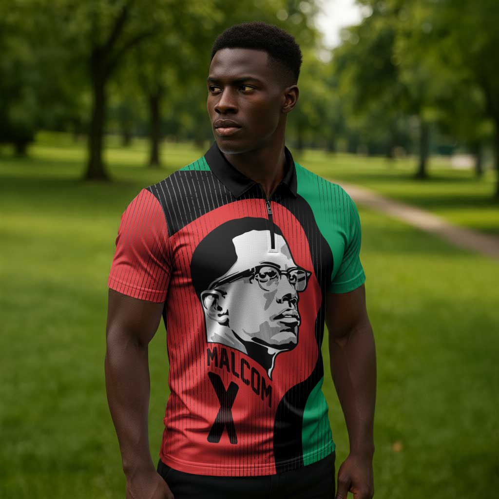 Malcolm X Zipper Polo Shirt Truth Is on the Side of the Oppressed Quote Civil Rights Tribute - Wonder Print Shop