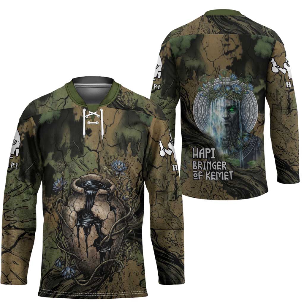 Hapi Egyptian Hockey Jersey Bringer of Kemet Nature Spirit Flowing Water and Earth Harmony
