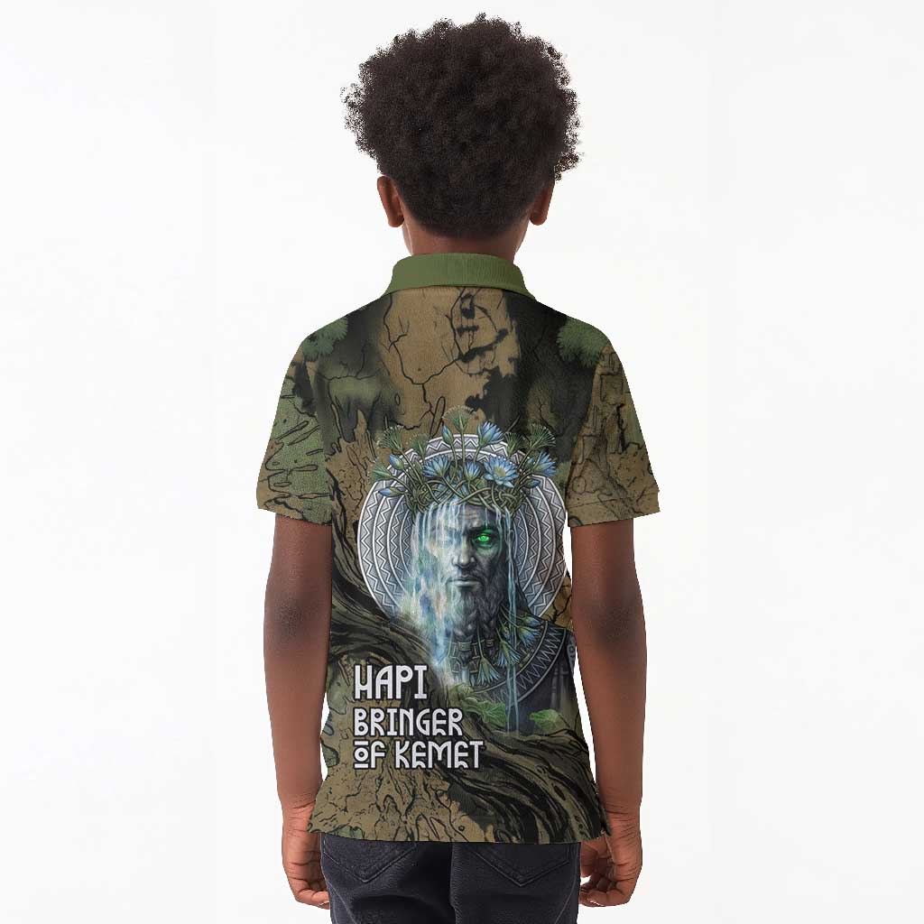 Hapi Egyptian Kid Polo Shirt Bringer of Kemet Nature Spirit Flowing Water and Earth Harmony