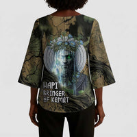 Hapi Egyptian Kimono Sleeve Blouse Bringer of Kemet Nature Spirit Flowing Water and Earth Harmony