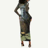 Hapi Egyptian Long Sleeve Bodycon Dress Bringer of Kemet Nature Spirit Flowing Water and Earth Harmony