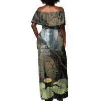 Hapi Egyptian Off Shoulder Maxi Dress Bringer of Kemet Nature Spirit Flowing Water and Earth Harmony