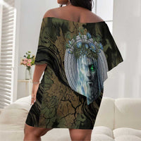 Hapi Egyptian Off Shoulder Short Dress Bringer of Kemet Nature Spirit Flowing Water and Earth Harmony