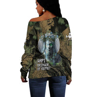 Hapi Egyptian Off Shoulder Sweater Bringer of Kemet Nature Spirit Flowing Water and Earth Harmony