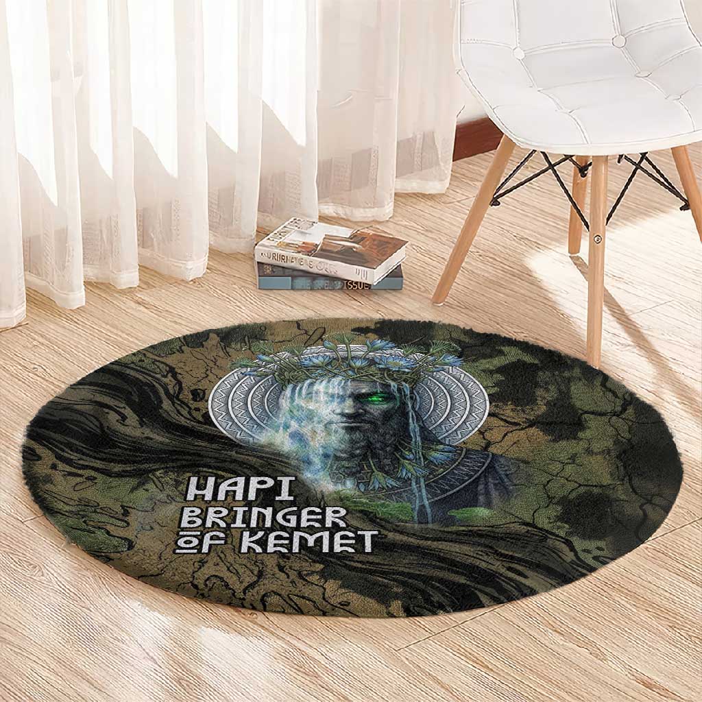 Hapi Egyptian Round Carpet Bringer of Kemet Nature Spirit Flowing Water and Earth Harmony
