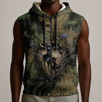 Hapi Egyptian Sleeveless Zip Hoodie Bringer of Kemet Nature Spirit Flowing Water and Earth Harmony