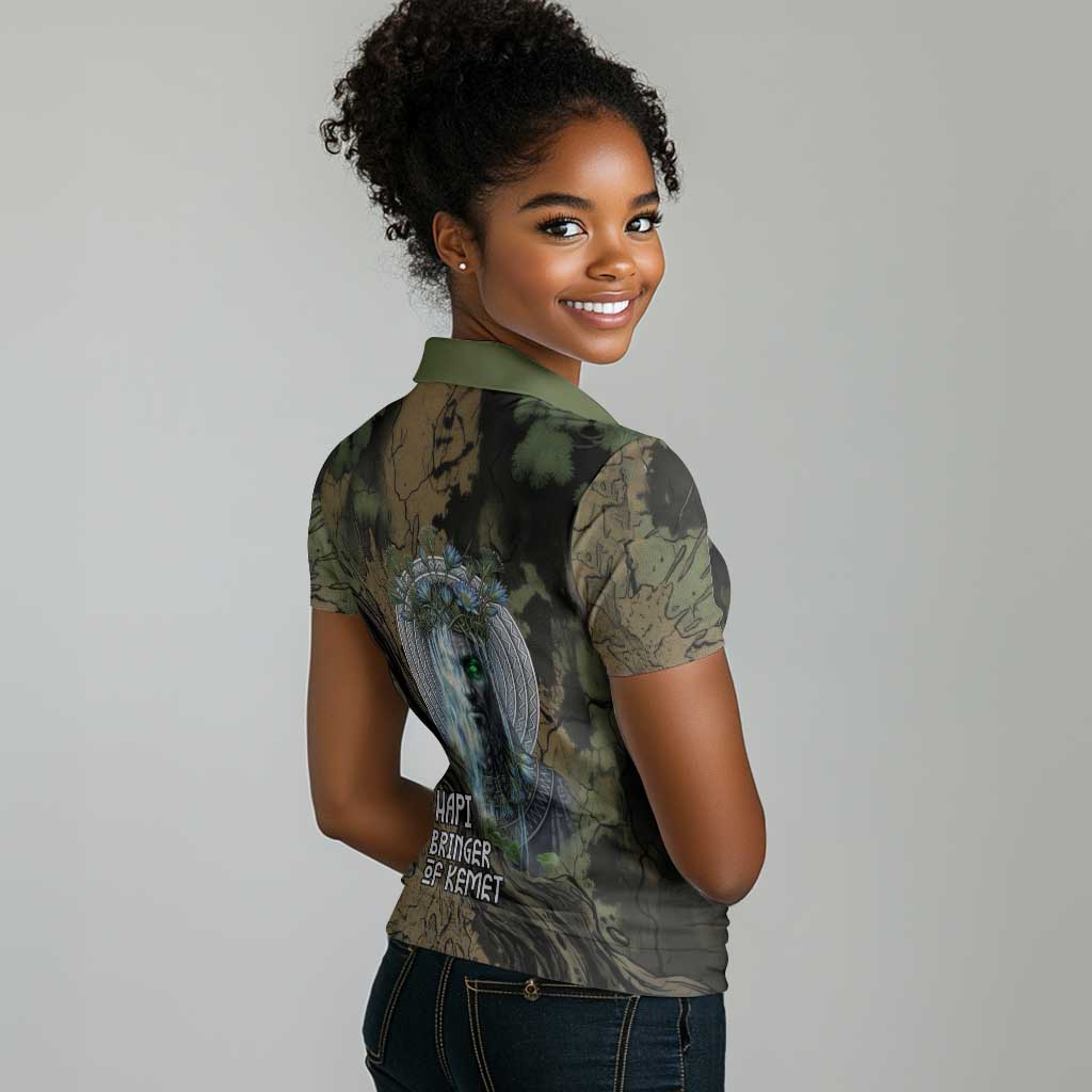 Hapi Egyptian Women Polo Shirt Bringer of Kemet Nature Spirit Flowing Water and Earth Harmony