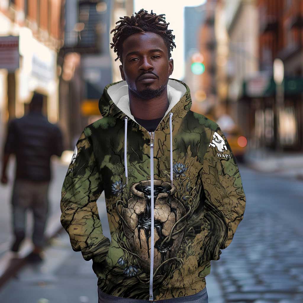 Hapi Egyptian Zip Hoodie Bringer of Kemet Nature Spirit Flowing Water and Earth Harmony