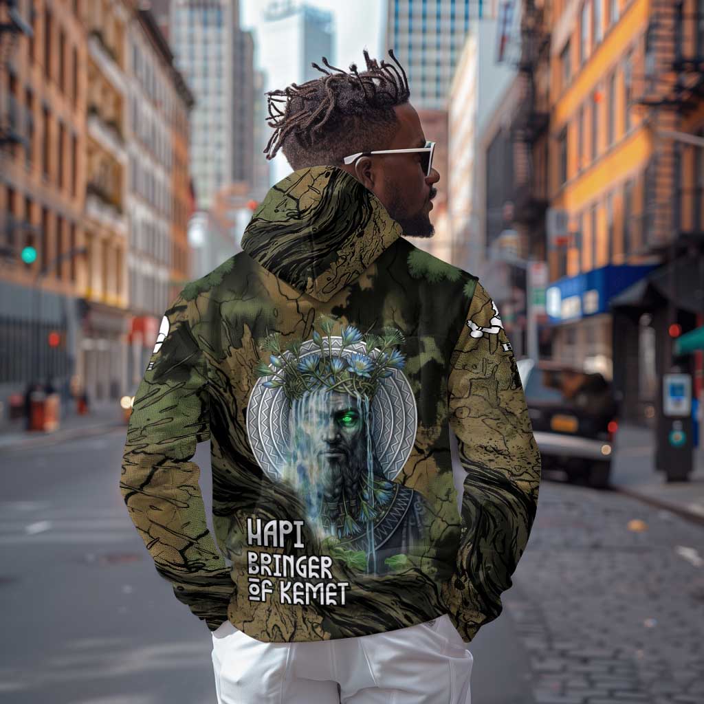 Hapi Egyptian Zip Hoodie Bringer of Kemet Nature Spirit Flowing Water and Earth Harmony