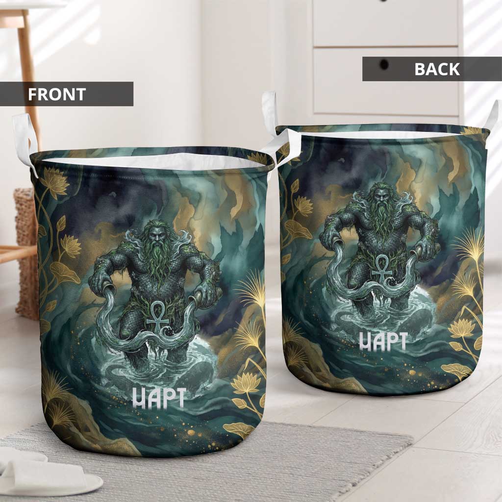 Egyptian Hapi Laundry Basket God of the Nile Ankh Symbol Lotus Flowers and Sacred River Energy