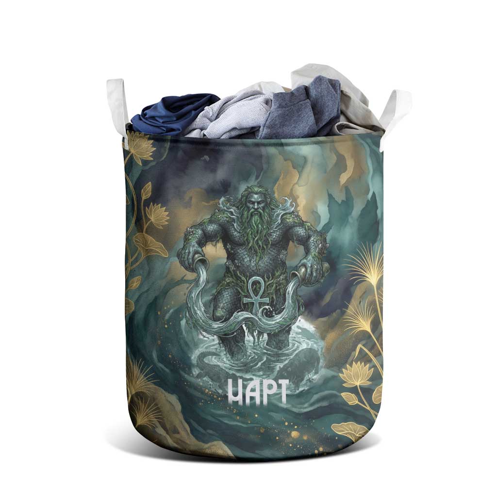 Egyptian Hapi Laundry Basket God of the Nile Ankh Symbol Lotus Flowers and Sacred River Energy